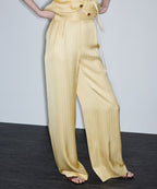 Çizgi Jakarlı Wide Leg Pantolon